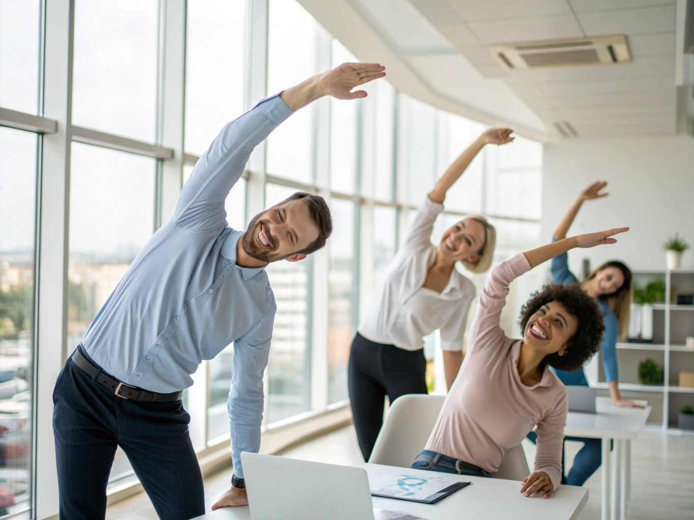 Health specialist conducting a workplace movement consultation