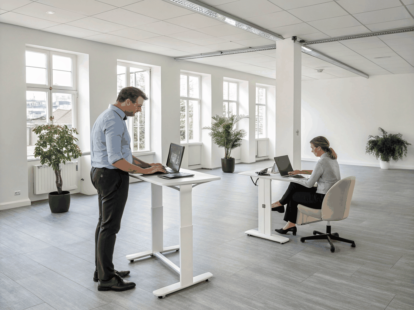 PhysAnalytica clinical specialist assessing workplace movement with team members in a natural office setting